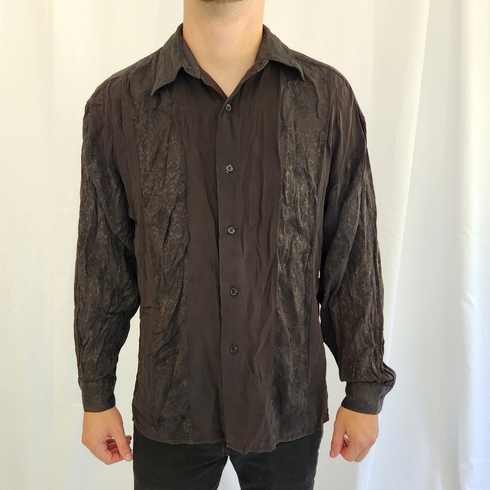 90s Black Jacquard‎ Button Down